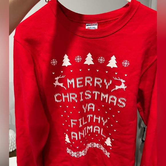 CHRISTMAS SWEATER MERRY CHRISTMAS YOU FILTHY ANIMAL - Picture 2 of 4